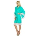 thumbnail image 6 of Bimba Women Lace Kimono Sleeve Short Satin Robe Getting Ready Bides Robe Coverup, 6 of 7