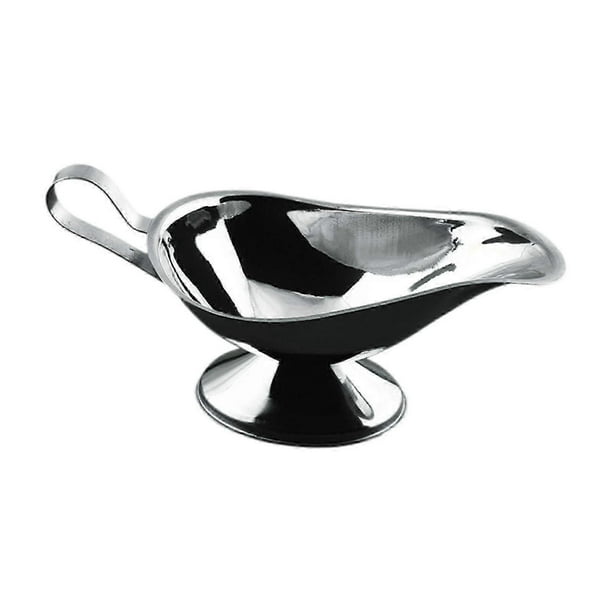Stainless Steel Gravy Boat,Sauce Boat Seasoning Dishes 10oz with Handle Sturdy Saucier Sauce Pourer for dressings Salad Gravy