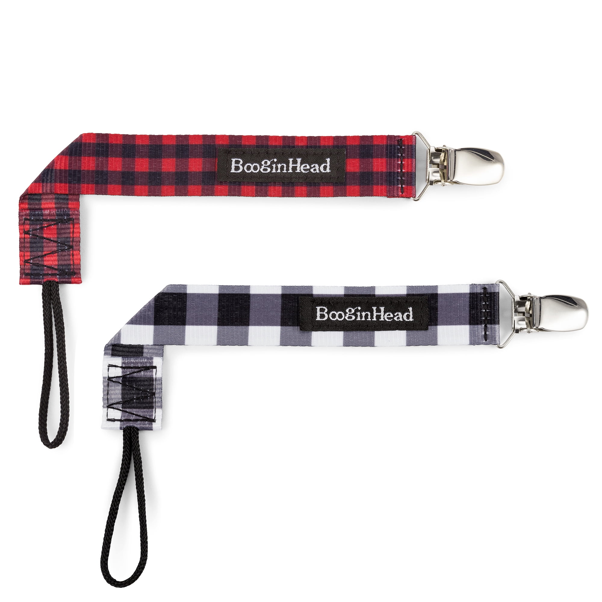 BooginHead Universal Pacifier Clips, Infant Toddler Boys and Girls, Plaid Blue Arrows Camo
