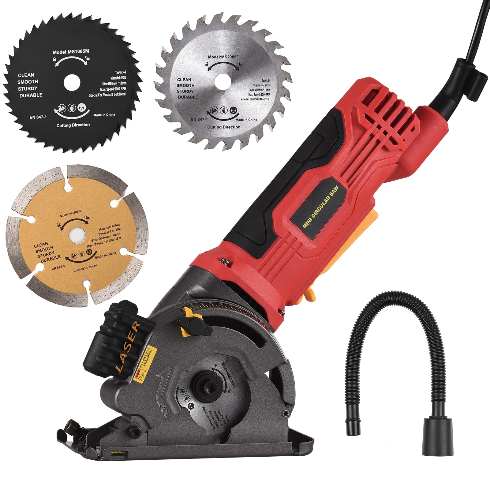 Walmeck 480W 3700RPM Circular Saw Corded Amp Electric Compact Circular Saw  with Guide Scale Ruler Port for Cutting Wood Tile Soft Metal