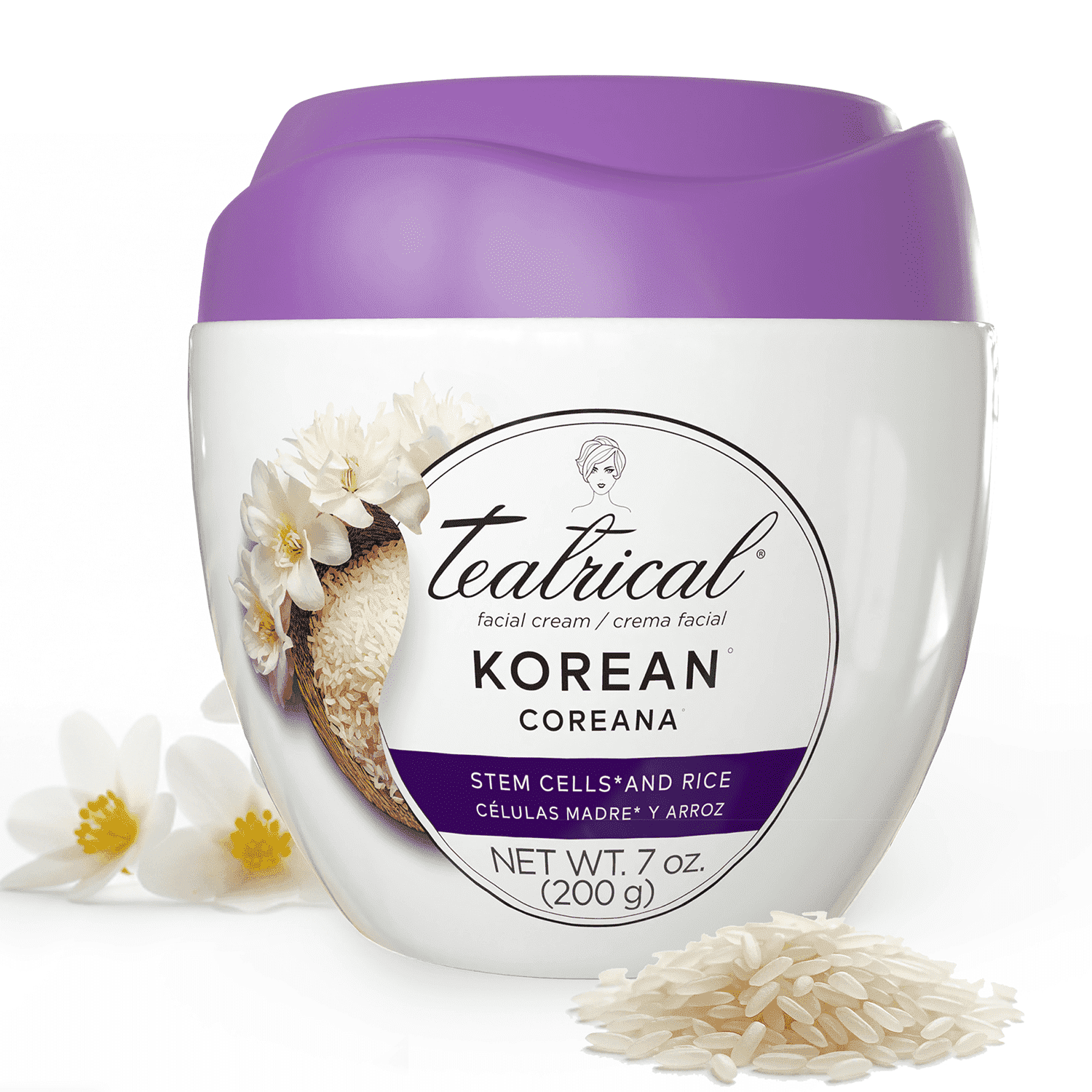 Teatrical Korean Facial Cream Effect with Stem Cells and Rice, 7 oz