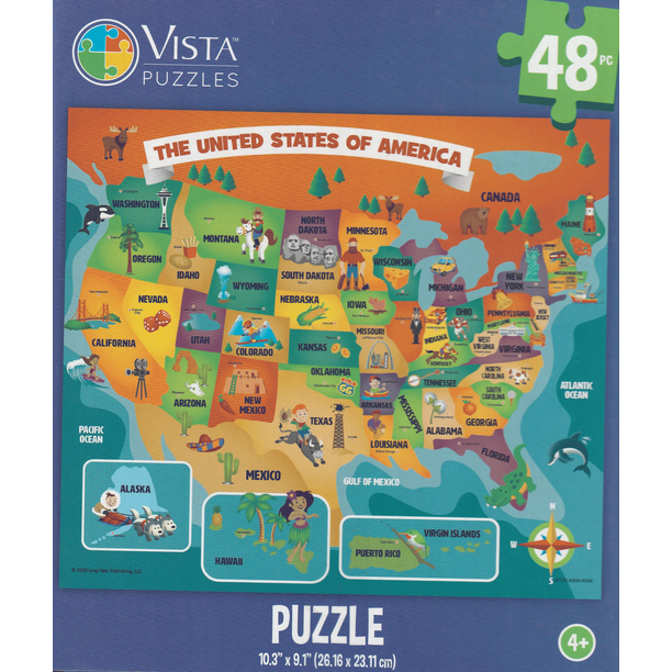 Vista Puzzles 48Piece Preschool Educational Jigsaw Puzzle for Kids Map
