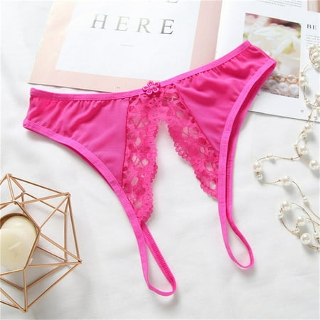 

YDKZYMD Multicolor Low Waist Women s G-String Underwear Sexy Lace Crotchless Tie Rope See Through Panty 1 Pack One Size