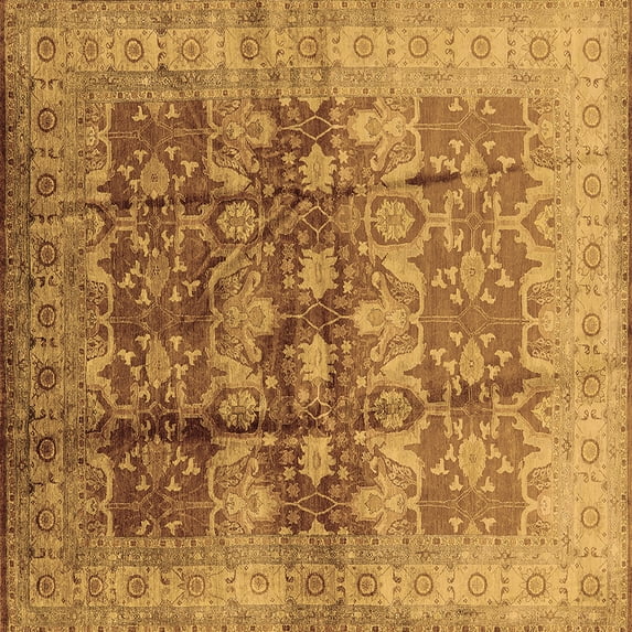 Ahgly Company Indoor Square Oriental Brown Industrial Area Rugs, 8' Square