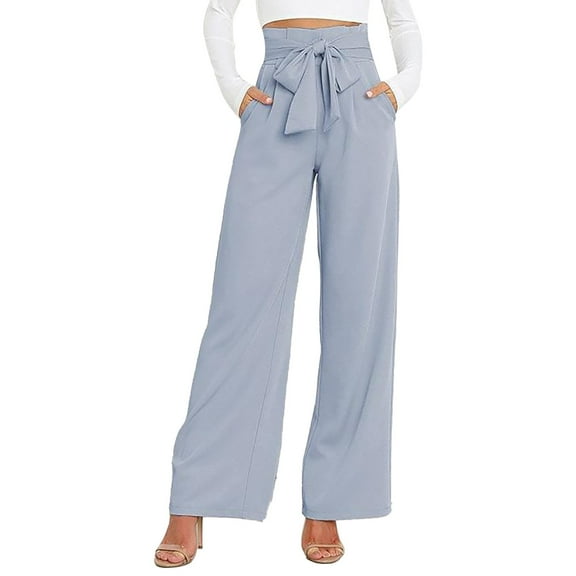 Baqcunre Women Large Size Casual Pants Polyester Loose Cropped Pants Wide Leg Pants,Size L,Wide Leg Pants Woman,Palazzo Pants for Women,Y2K Pants,Women's Pants,Women Clothing,Blue