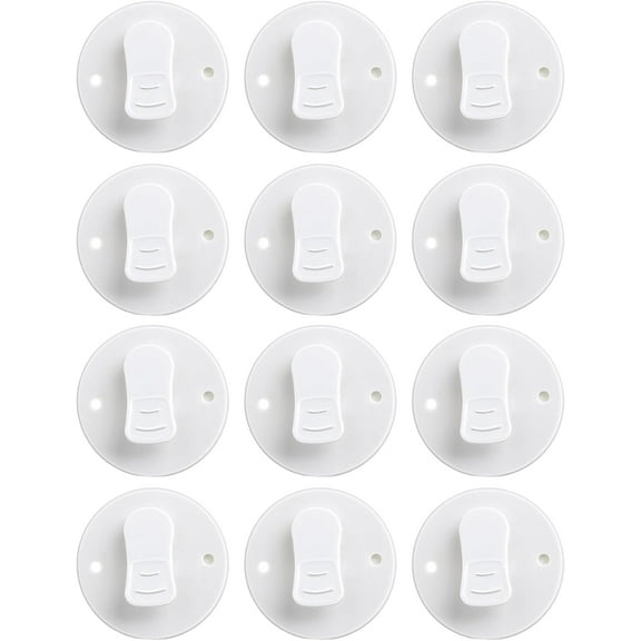 GEEHSA-12 Pack White Shower Curtain Clips – Self Adhesive Showers Curtains Weights for Home Inside Windproof and Water Splash Proof