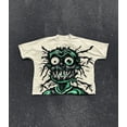 thumbnail image 5 of Camiseta holgada de algodón puro estilo hip hop de estilo callejero Y2K, diseño con estampado de letras, camiseta retro clásica con cuello redondo, top informal, 5 of 5
