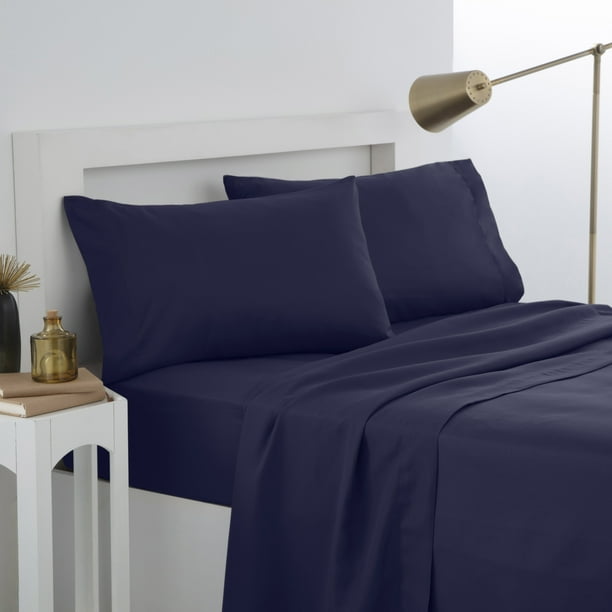 Martex Easy Living Brushed Microfiber Queen Navy Sheet Set Walmart