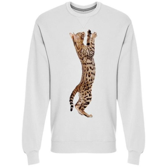 Bengal Cat Standing Hind Legs Sweatshirt Men -Image by Shutterstock, Male x-Large