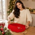 thumbnail image 5 of Yhmxh Christmas Embroidered Round Placemats, 11.81 Inch Scalloped Edge Red Holiday Table Mats, Washable Xmas Poinsettia Embroidery Decorative Table Placemat for Christmas Dinner Table Decoration, 5 of 6