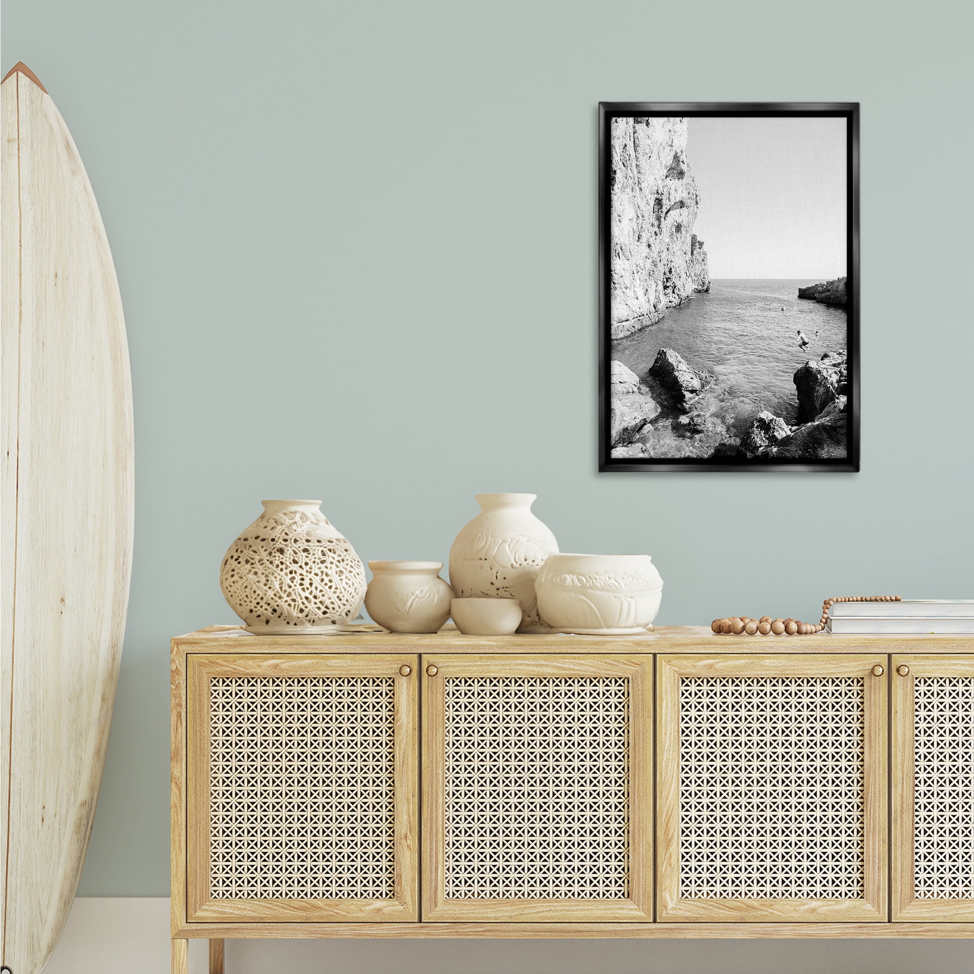 Stupell Industries The Dive Cove Coastal Photography Black Floater Framed Canvas Art Print Wall Art, 21 x 31