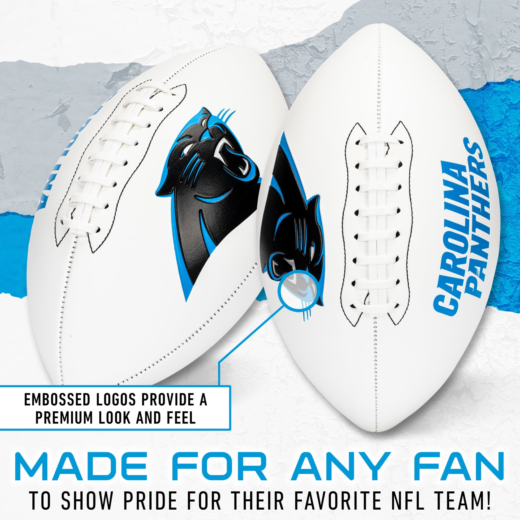Franklin Sports NFL Carolina Panthers Autograph Football - Official Size White Panel Souvenir Football for Autographs + Signatures - NFL Team Fan Shop Memorabilia Football for Display