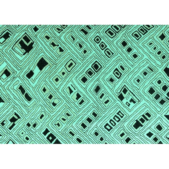 Ahgly Company Indoor Rectangle Solid Turquoise Blue Modern Area Rugs, 7' x 10'