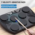 thumbnail image 2 of Electronic Drum,7 Velocity-sensitive Pads Set 7 Velocity-sensitive Function/audio Input/midi Output Pads Drum Built-in Support Function/audio Input/midi Velocity-sensitive Pads Drum Portable Drum Set, 2 of 7