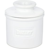 Butter Bell® Crock - Original French Ceramic Dish by L. Tremain, Café Retro White, Glossy Finish