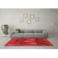 thumbnail image 3 of Ahgly Company Machine Washable Indoor Round Abstract Red Modern Area Rugs, 8' Round, 3 of 4