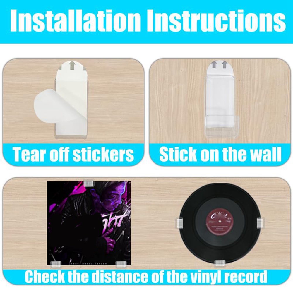 Lot De 12 Supports Muraux Vinyles En Acrylique - Étagères Disques & Photos - Fixation Incluse - Accmuzzy