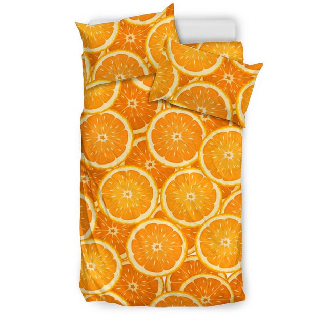 Juego de cama con estampado de naranjas