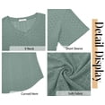 thumbnail image 5 of Fantaslook Eyelet Womens Tops Short Sleeve Dressey Casual Blouses V Neck Work Shirts Summer Basic Tees, 5 of 9
