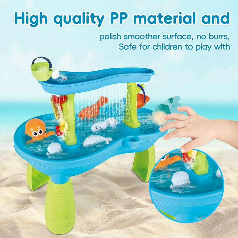 YoYfun Outdoor Play Toddler Splash Pond Water Table Kids Sensorial Beach and Water Playset 8Pcs Toy Accessories Walmart