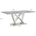 thumbnail image 2 of Modern Dining Table 70" Rectangular Kitchen Table with Imitation Marble Grain MDF Wooden Top & Iniregular Silver Base,Faux Marble Dinner Furniture for Kitchen Dining Room/Meeting Room, 2 of 8