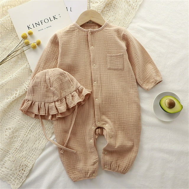Cowsor Combinaison Longue Couleur Unie pour Bébé – Costume de Ramper d'Été (0-24M)