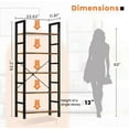 thumbnail image 4 of 5 Tier Wooden Bookshelf Storage Shelves Organizer Retro Bookshelf Plant Display Shelf for Living Room Home Office Balcony - Rust Brown, 4 of 11