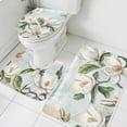 thumbnail image 3 of White Floral Bath Mat 3 Piece Bathroom Rug Set, Pastoral Farmhouse Magnolia Flowers Leaves Non Slip Bath Rug Contour Mat and Toilet Lid Cover, Absorbent Shower Mats Soft Bath Rugs and Mats Sets, 3 of 8