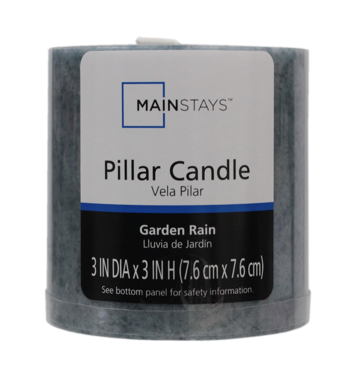 Mainstays Scented Mottled Pillar Candle, 3 x 3 inches, Blue, Garden Rain