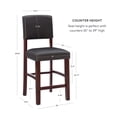 thumbnail image 6 of Linon Monaco Full Back Wood Counter Stool, 24" Seat Height, Espresso Finish with Dark Brown Faux Leather, 6 of 10