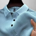 thumbnail image 6 of CCRFTGI Mens Polo Shirts Big and Tall Short Sleeve Casual Lapel Collar Pullover Tops Cotton Golf Shirts Ice Silk Performance V Neck Polo Shirts for Men Light Blue L, 6 of 6