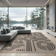 thumbnail image 2 of ODIKA 8'x10' Beige Abstract Geometric Maze Washable Area Rug Modern Minimalist Labyrinth Motif With Interconnected Pathways Non-Shedding, Easy Care, for King Size Bedroom Under Bed, Master Suite, 2 of 7