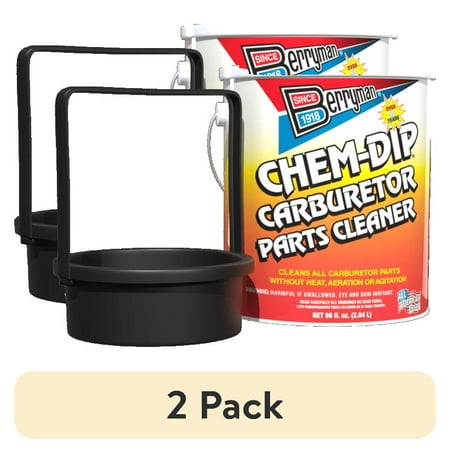 (2 pack) Berryman Chem Dip Parts Cleaner with Basket for Metal Parts, 3/4 Gal Pail - Vehicle Engine Degreaser