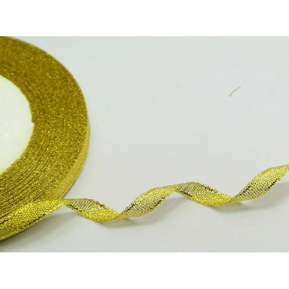 U8MO 50 Yards 1/4" (6mm) Gold Luster Metallic Ribbon Wedding Christmas Crafts