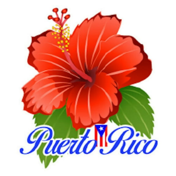 Puerto Rico Sticker Flag (Pack of 2), Puerto Rican Vinyl Decal, Hibiscus, Amapola