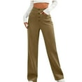 thumbnail image 2 of Ayolanni Slim-Leg Women's Pants Clearance under $5 Brown Elastic Solid Slacks Pants for Women Jeans S, 2 of 4