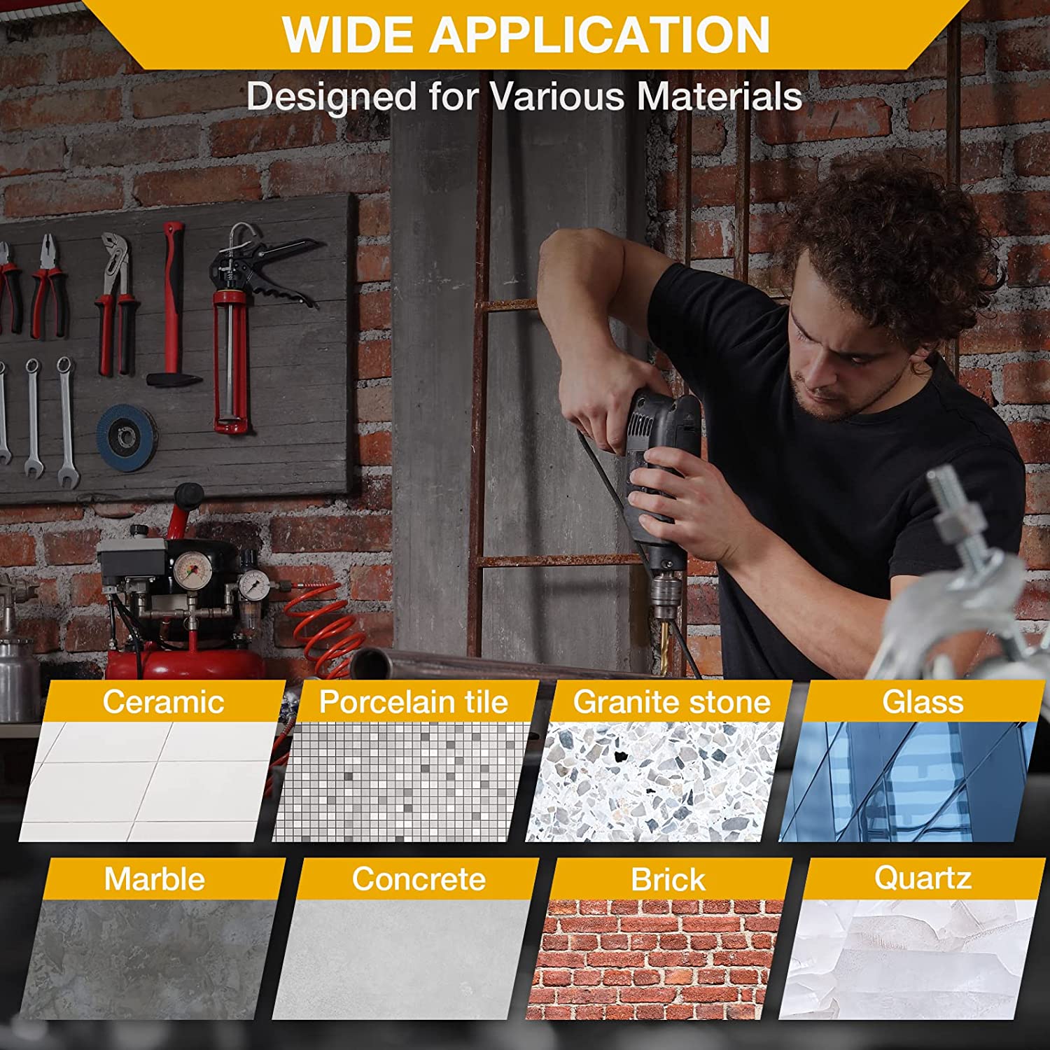 DAWOT 6PCS Diamond Core Drill Bits Set Tile Hole Saw Kit Vacuum Brazed Core Drill Bits(20/25/35/50/75/100mm) for Glass Marble Granite Stone Porcelain Tile Ceramic Brick