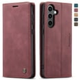 thumbnail image 2 of Dteck Case for Samsung Galaxy S24,Vintage Leather Magnetic Wallet Case Card Slot TPU Shockproof Kickstand Full Body Protective Cover for Galaxy S24,Winered, 2 of 9