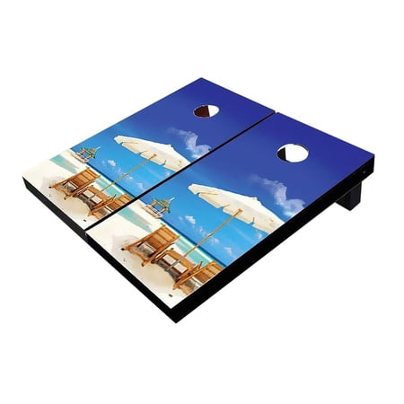 Skip's Garage Beach Gazebo Solid Wood Cornhole Board Set