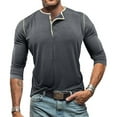 thumbnail image 2 of UVEASISHA Men's Long Sleeve Henley Shirts 3-Button Casual Slim Fit T-Shirt Lightweight Soft Basic Tops Solid Color Vintage Workout Tees Dark Gray XXL, 2 of 9