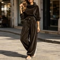 thumbnail image 3 of MLCDZ Women's 2 Piece Velour Tracksuit Hooded Long Sleeve Pullover Wide Leg Pants Sweatsuits for Women Lounge with Pockets Casual Lightweight Workout Set, 3 of 9