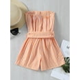 thumbnail image 3 of Seyurigaoka Baby Girls Tube Sleeveless Jumpsuits with Adjustable Belt, Vertical Stripes Casual Style Summer Clothing, 3 of 8