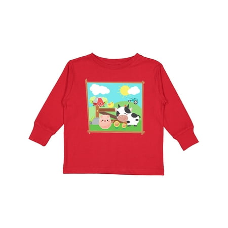 

Inktastic Farm Animals with Cow Chick and Pig Boys or Girls Long Sleeve Toddler T-Shirt