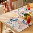 thumbnail image 4 of Butterfly Floral Placemats Set of 1, Watercolor Pink Blue Flower Butterflies Green Leaf Linen Texture Non-Slip Place Mats Washable Table Mats for Kitchen Dining Table Decorations Indoor/Outdoor, 4 of 9