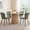 Green chairs, variant on 47" Round Dining Table Set for 4, Modern Kitchen Table with 4 Upholstered Chairs, Two-Tone Spliced Wood Tabletop with Rounded Corners for Living Room