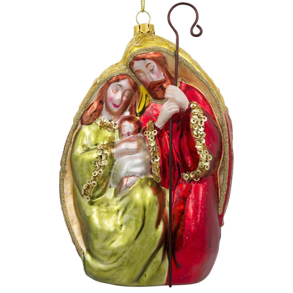 BestPysanky Nativity Scene Glass Nativity Christmas Ornament 5.5 Inches
