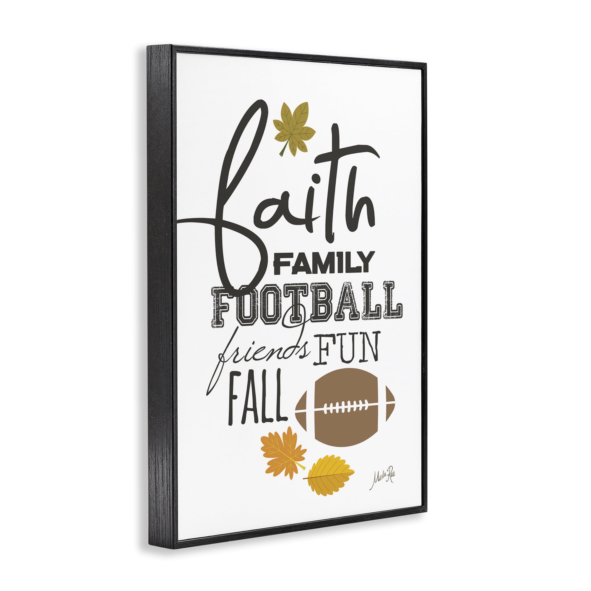 Stupell Industries Faith Family Football Sports Painting Black Framed Art Print Wall Art, 20 x 30