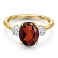 thumbnail image 3 of Gem Stone King 3.30 Ct Oval Red Garnet 18K Yellow Gold Plated Silver Ring, 3 of 6