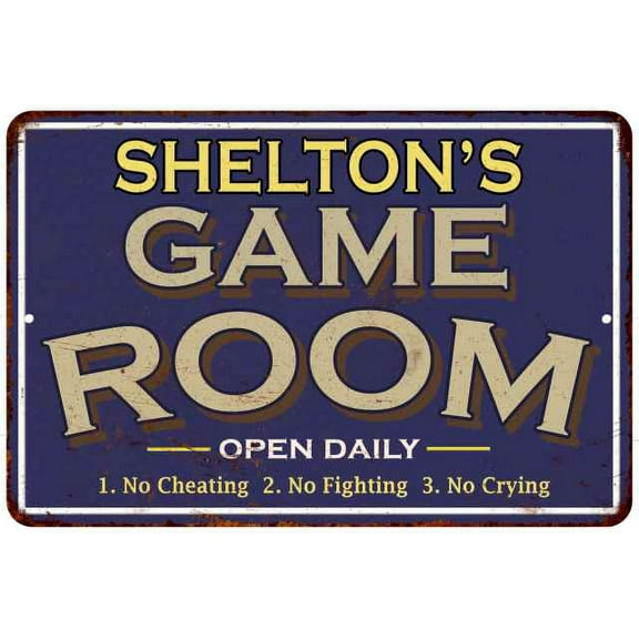 SHELTON'S Blue Game Room Sign Metal 8 x 12 High Gloss Metal 208120002418