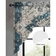 thumbnail image 3 of Boho Flower Blue Gray Kitchen Swag Valances for Windows, Retro National Floral Textured Swag Valances Curtains for Living Room, Rod Pocket Window Treatments for Bathroom, Bedroom, Cafe, 56"x36", 3 of 6